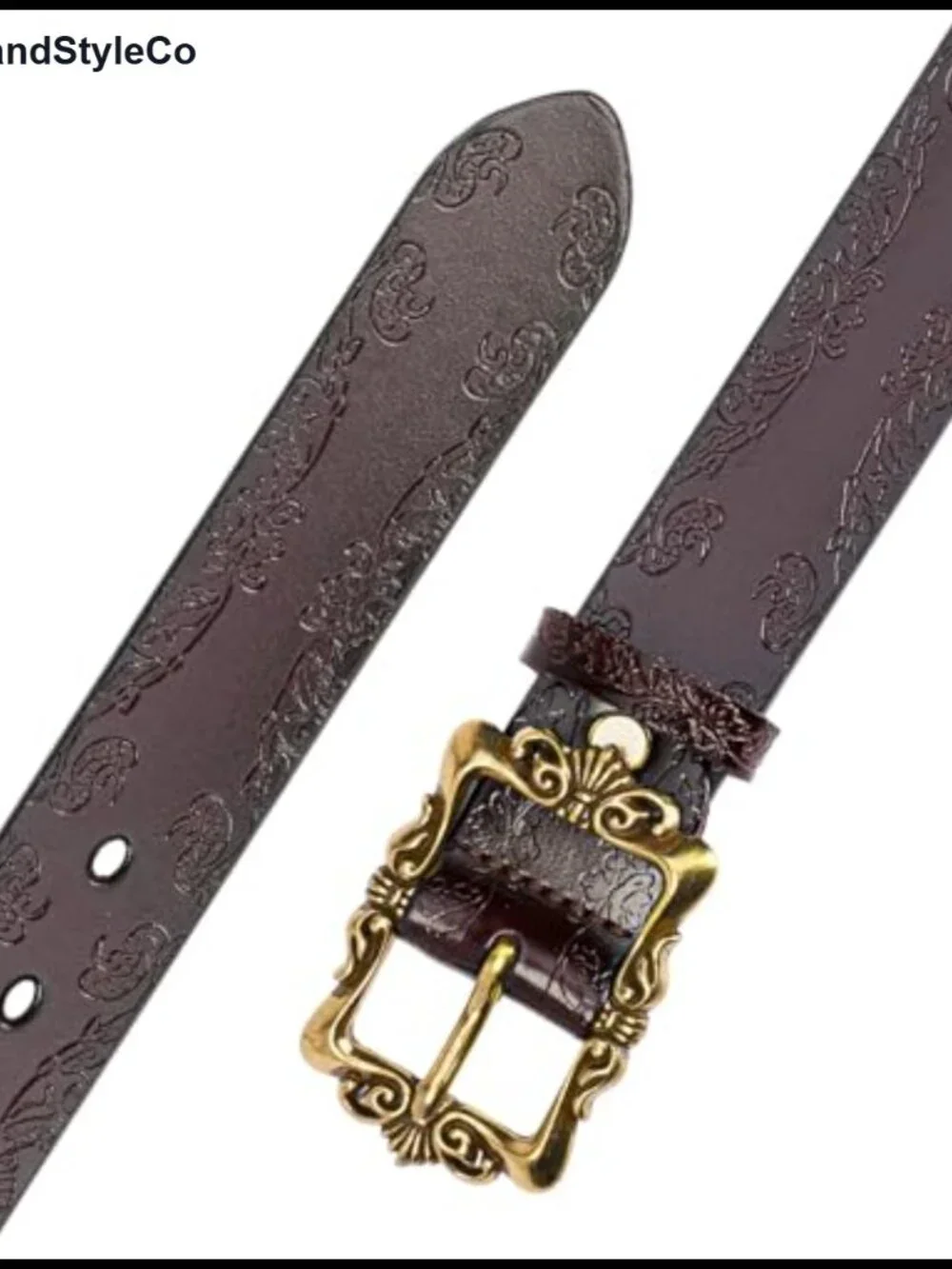 Genuine Leather Belt for Women with Pin Buckle, Adjustable Waist Belt for Jeans